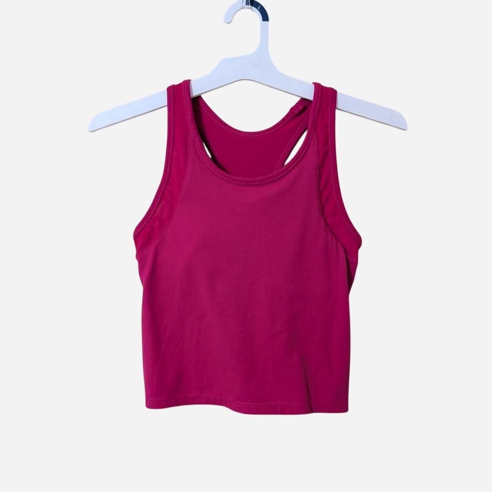 Barbiecore Fuchsia Pink Workout Top Built In Sports Bra